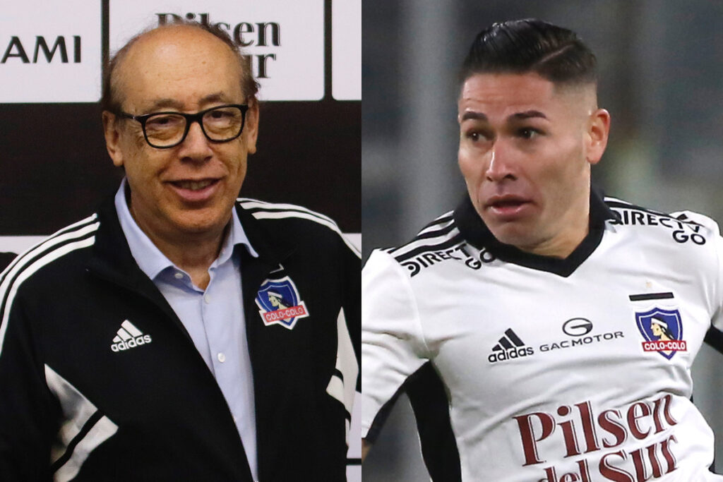 Alfredo Stöhwing sonriente en la sala de prensa del Estadio Monumental. Óscar Opazo disputando un partido por Colo-Colo.