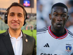 Daniel Arrieta sonriente durante la cobertura de un partido de Colo-Colo. Fabián Castillo con cara de sorpresa mientras disputa un partido por Colo-Colo.