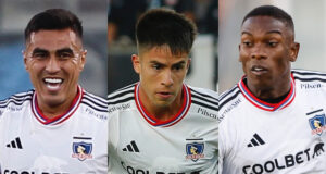 Darío Lezcano, Matías Moya y Fabián Castillo jugando un partido por Colo-Colo.