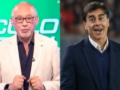 Primer plano a Mauricio Israel, actual comentarista deportivo y Gustavo Quinteros, entrenador de Colo-Colo.