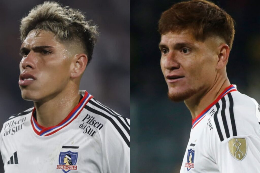 Imagen doble de Carlos Palacios y Leonardo Gil con la camiseta de Colo-Colo