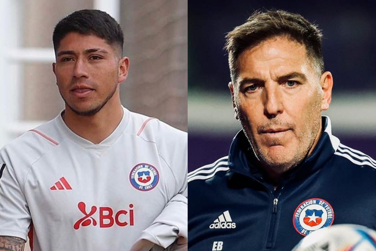 Brayan Cortés durante los entrenamientos con la Selección Chilena y Eduardo Berizzo