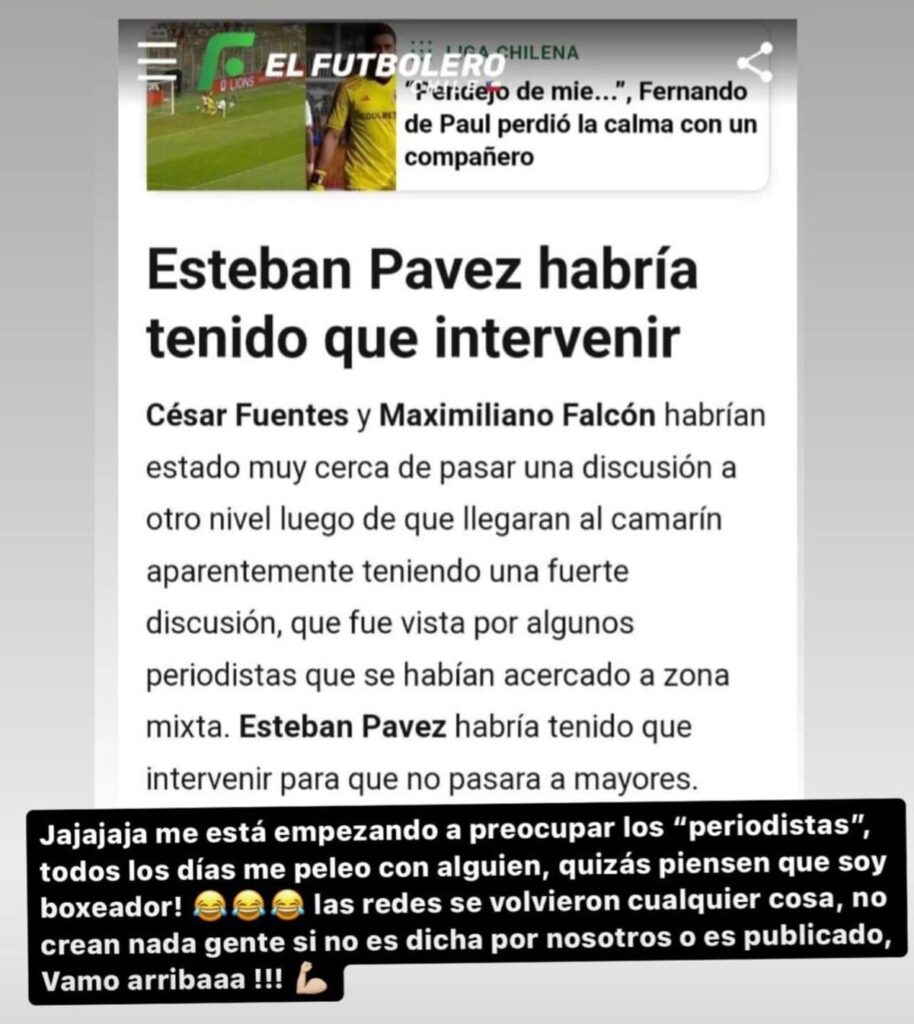 Historia en Instagram de Maximiliano Falcón contra información falsa sobre él