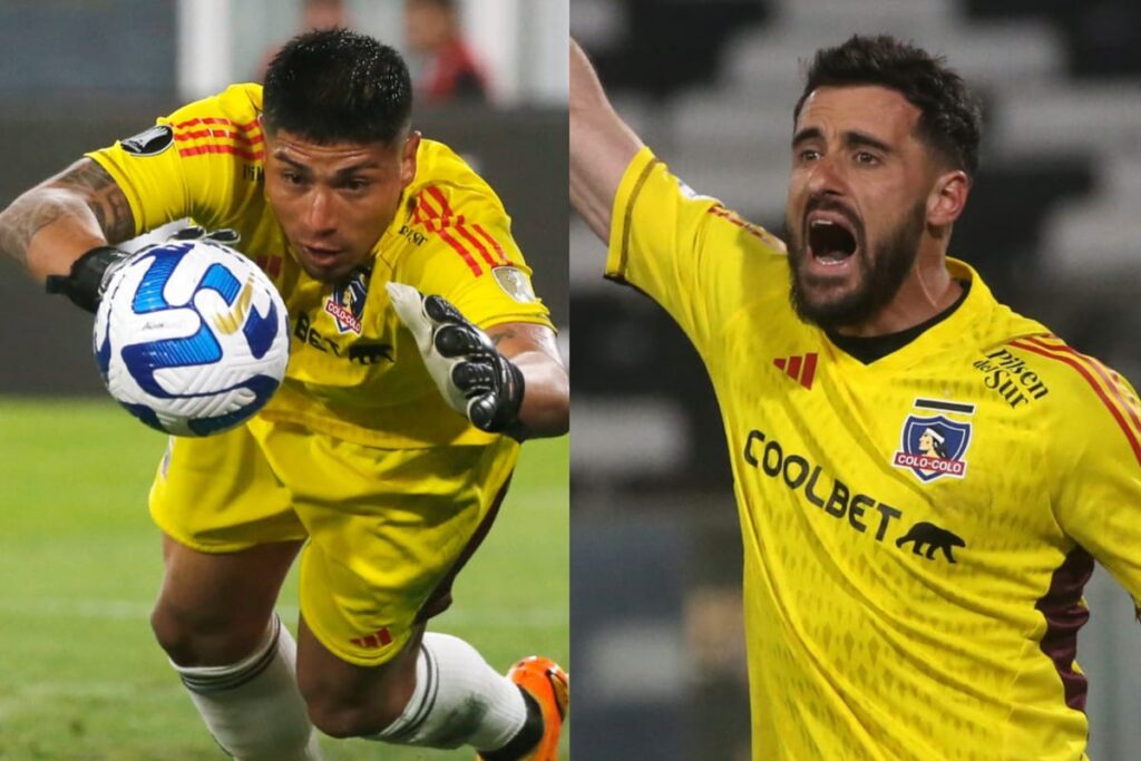 Brayan Cortés y Fernando de Paul jugando un partido con la camiseta de Colo-Colo