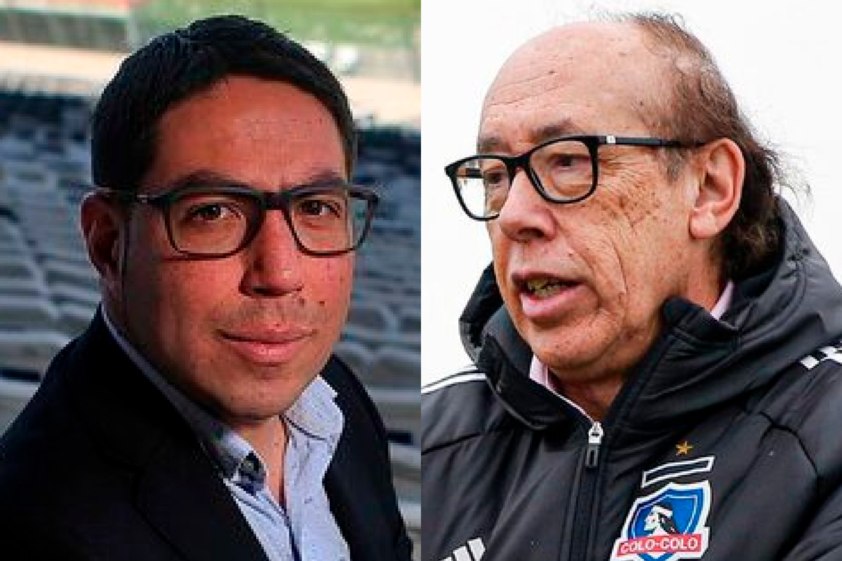 Primer plano a los rostros de Matías Camacho y Alfredo Stöhwing, actual presidente del Club Social y Deportivo Colo-Colo y Blanco y Negro, respectivamente.