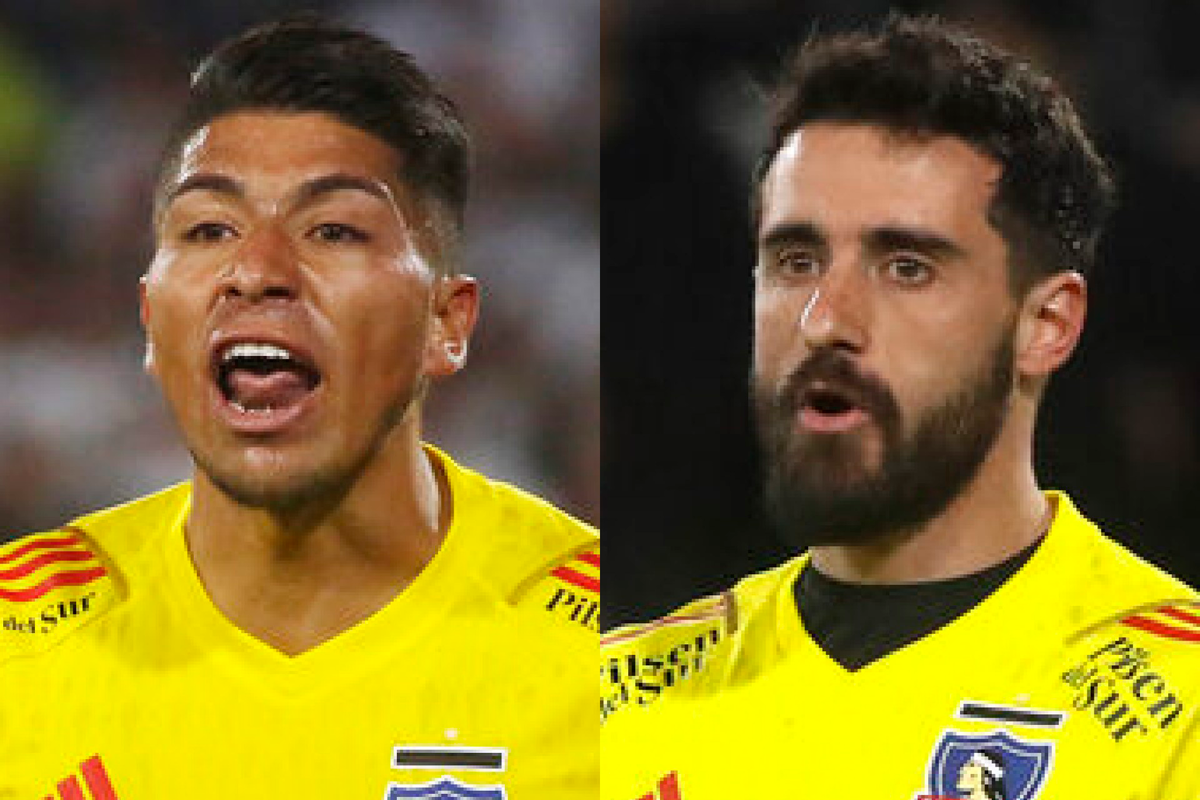 Primer plano a los rostros de Fernando de Paul y Brayan Cortés, actuales arqueros de Colo-Colo.