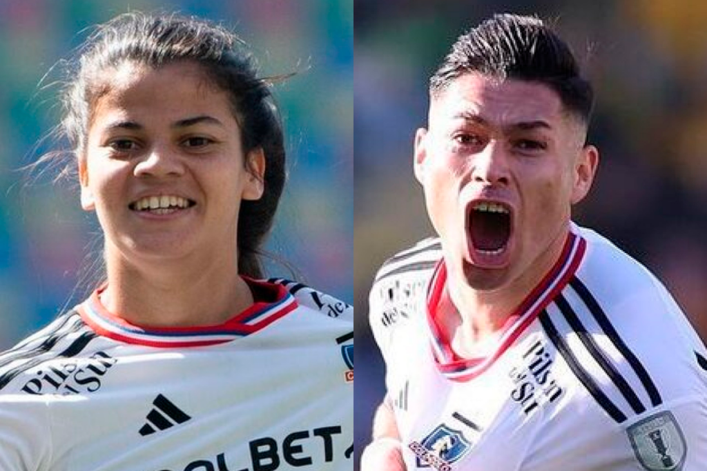 Primer plano a los rostros de Dahiana Bogarín y Óscar Opazo, actual jugador de Colo-Colo Femenino y futbolista del primer equipo masculino, respectivamente.