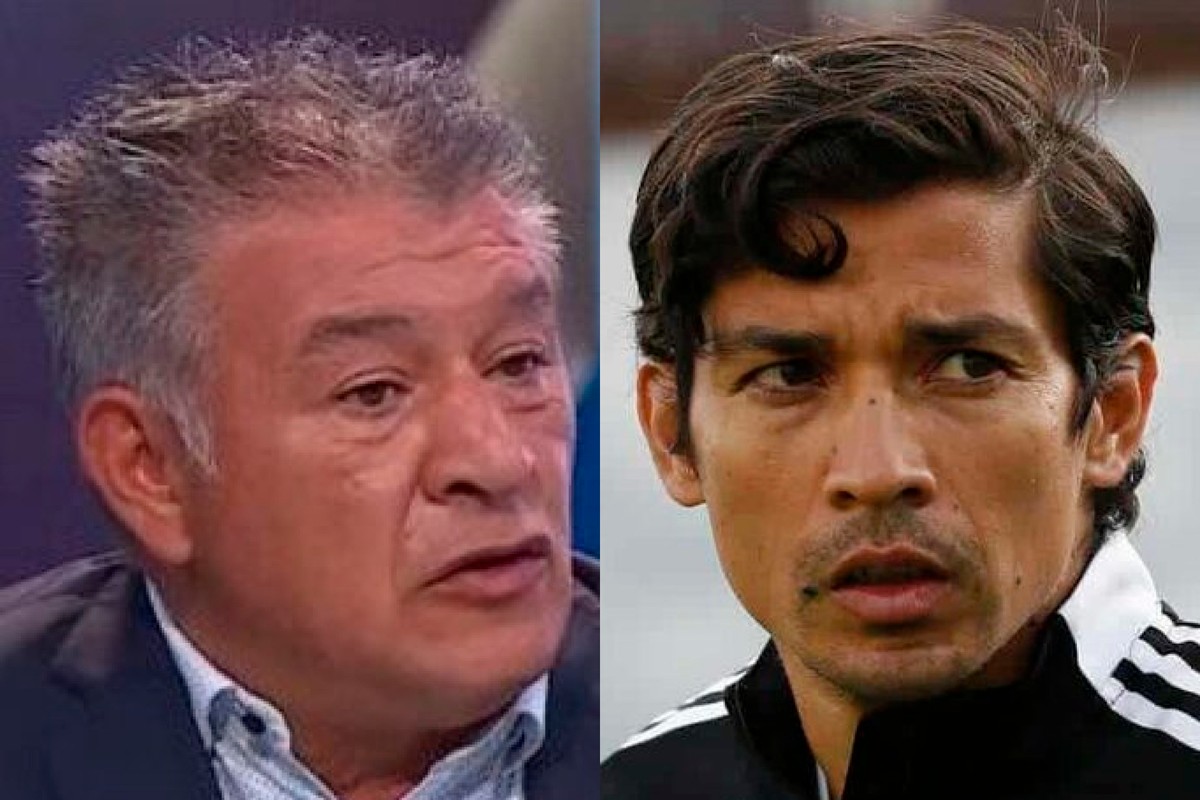 Primer plano a los rostros de Claudio Borghi y Matías Fernández, actual comentarista deportivo y ex jugador de Colo-Colo, respectivamente.