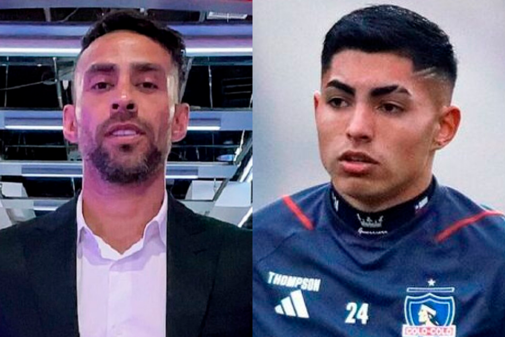 Primer plano al rostro de Jorge Valdivia y Jordhy Thompson, ex jugador y actual futbolista de Colo-Colo, respectivamente.