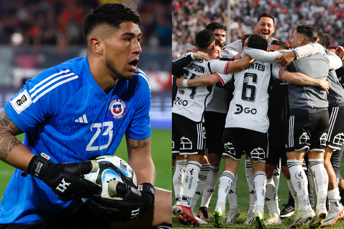 Brayan Cortés con la camiseta de la Selección Chilena. Jugadores de Colo-Colo celebrando un gol.