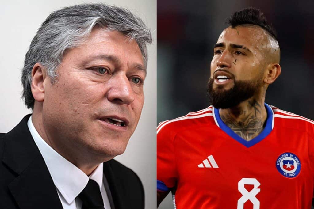 Primer plano a los rostros de Patricio Yáñez y Arturo Vidal.