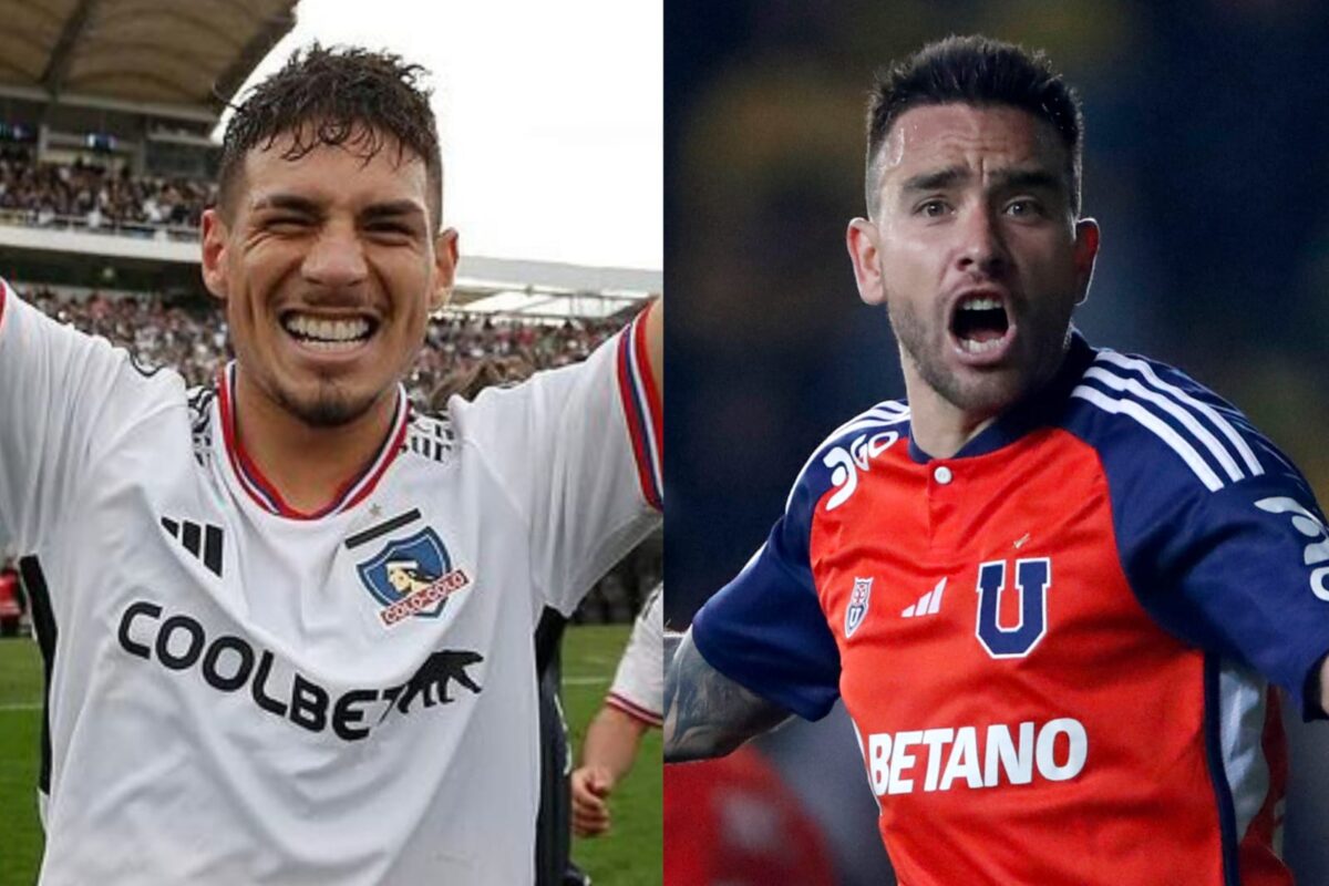 Primer plano a Alan Saldivia y Matías Zaldivia con camisetas de Colo-Colo y Universidad de Chile.
