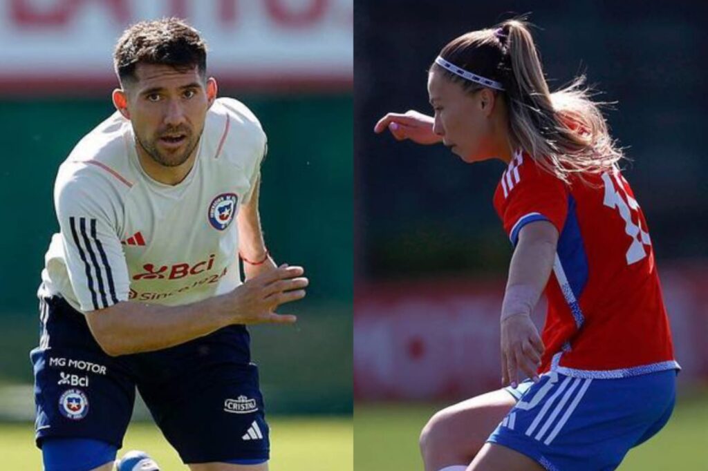 César Fuentes y Yanara Aedo entrenando con la camiseta de la Selección Chilena.