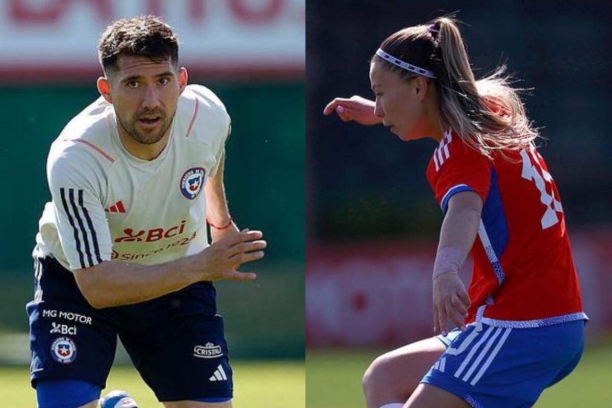César Fuentes y Yanara Aedo entrenando con la camiseta de la Selección Chilena.