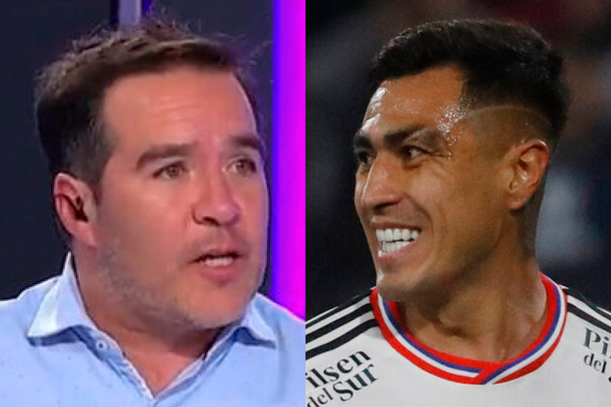 Primer plano a los rostros de Cristián Caamaño y Darío Lezcano, actual periodista deportivo y jugador de Colo-Colo, respectivamente.