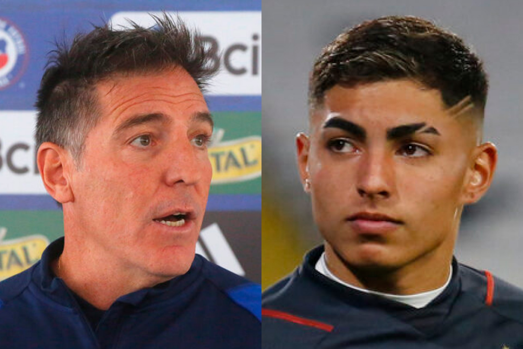 Primer plano al rostro de Eduardo Berizzo y Jordhy Thompson, actual entrenador de la Selección Chilena y Jugador de Colo-Colo durante la temporada 2023, respectivamente.