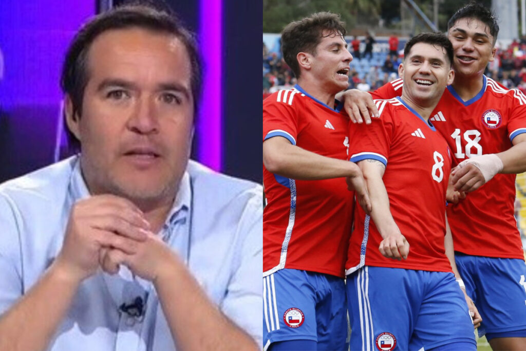 Cristián Caamaño serio. Jugadores de la Selección Chilena Sub 23 celebrando un gol.