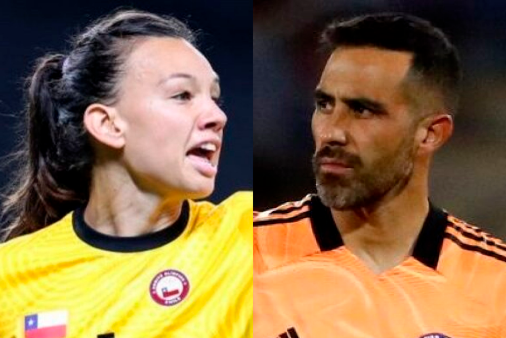 Primer plano a los rostros de Christiane Endler y Claudio Bravo, histórico arqueros de la Selección Chilena.