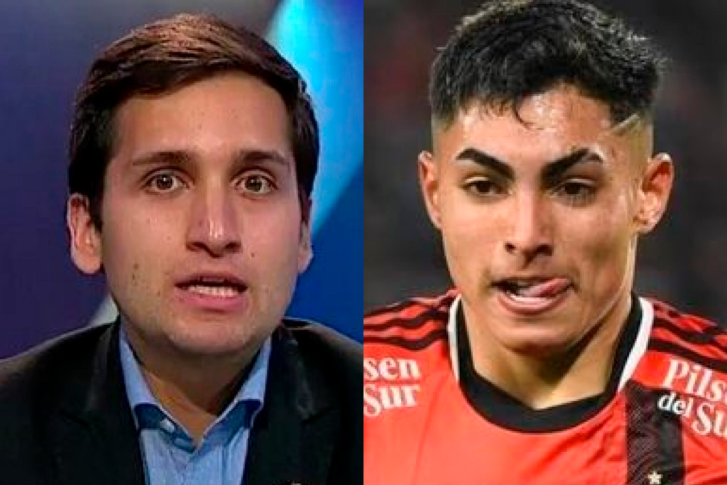 Primer plano al rostro de preocupación y concentración de Daniel Arrieta, periodista de TNT Sports y Jordhy Thompson, jugador de Colo-Colo durante la temporada 2023.