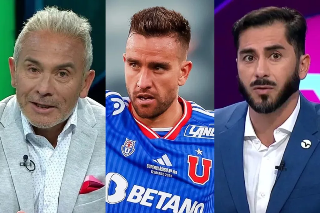 Juvenal Olmos y Johnny Herrera durante un capítulo de TST. Matías Zaldivia con la camiseta de Universidad de Chile.