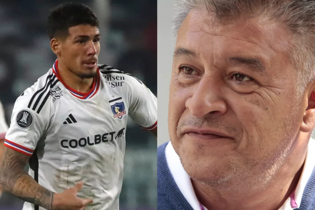 Primer plano a Alan Saldivia con camiseta de Colo-Colo y el rostros de Claudio Borghi