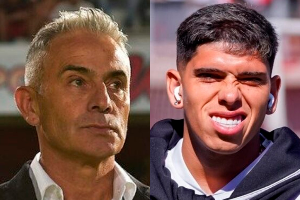 Primer plano al rostro de Juvenal Olmos y Carlos Palacios, entrenador de fútbol profesional y jugador de Colo-Colo durante la temporada 2024, respectivamente.