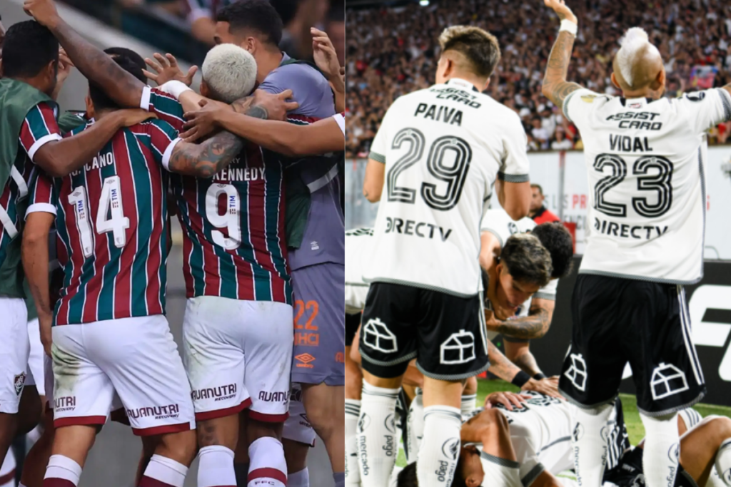 Imagen doble del plantel de Fluminense y Colo-Colo