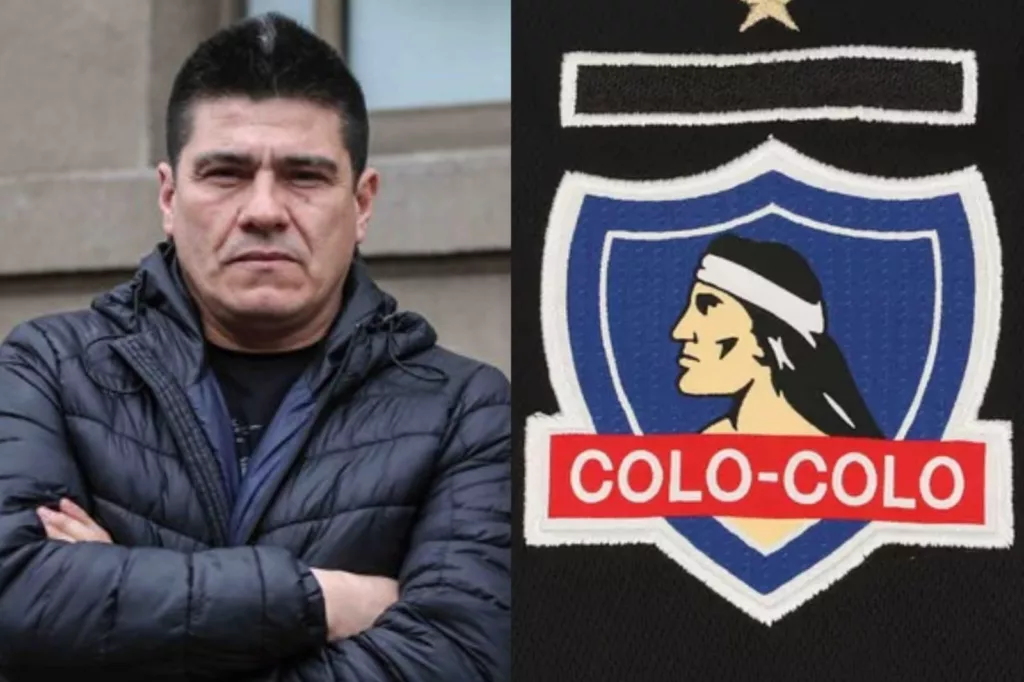 Marcelo Vega con los brazos cruzados y el Escudo de Colo-Colo