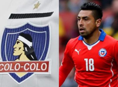 Gonzalo Jara con la Selección Chilena y el escudo de Colo-Colo