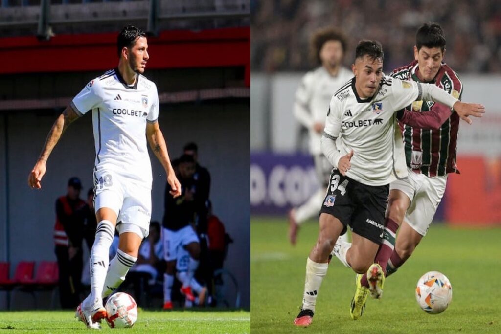 Gonzalo Castellani y Vicente Pizarro con camiseta de Colo-Colo.