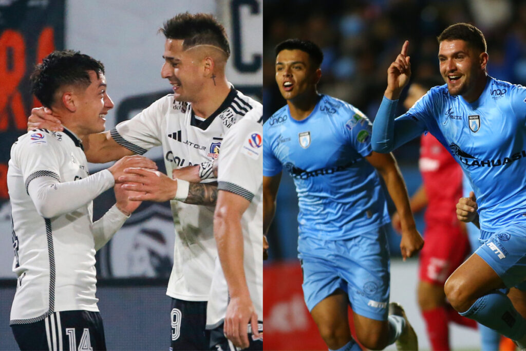 Jugadores de Colo-Colo y Deportes Iquique celebrando un gol.