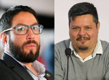 Primer plano a los rostros de Matías Camaho y Alejandro Droguett