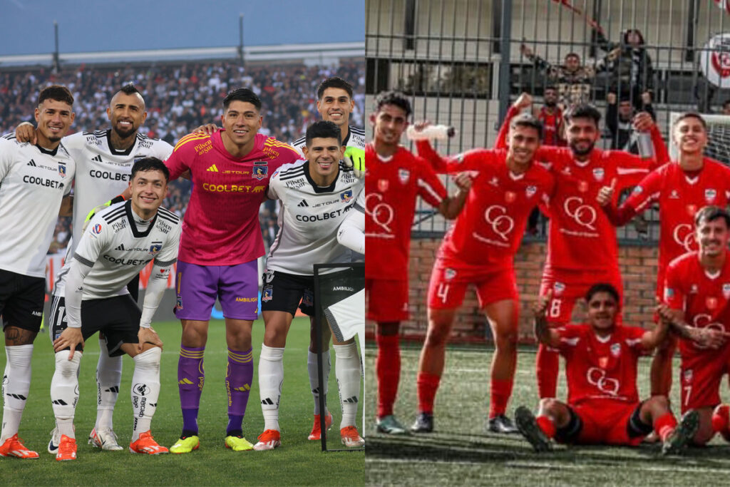 Jugadores de Colo-Colo y Deportes Quillón posando para una foto.