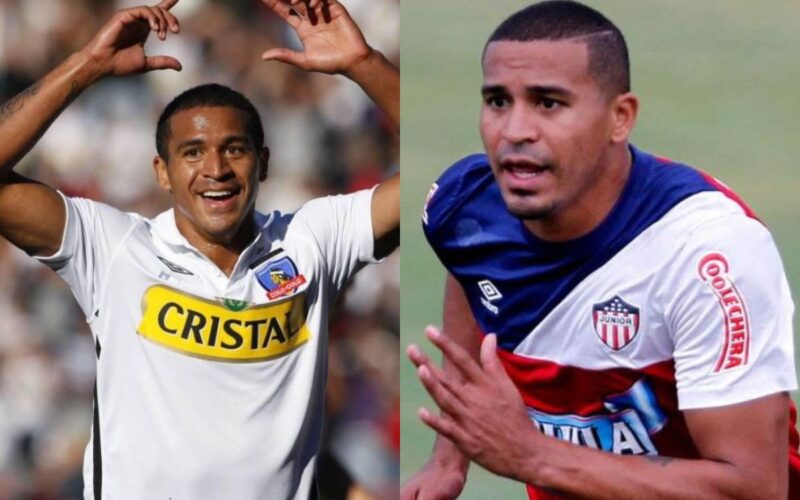 Macnelly Torres con las camisetas de Colo-Colo y Junior de Barranquilla