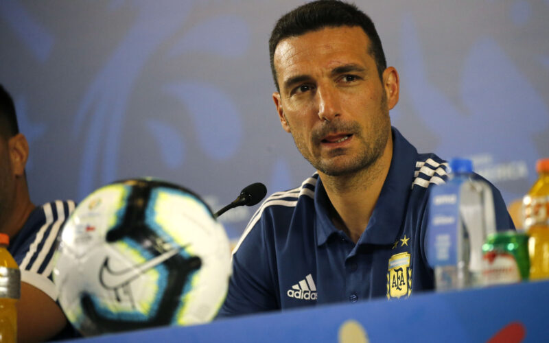 Futbol, conferencia de prensa de la seleccion argentina en San Pablo Copa America 2019 El entrenador de la seleccion argentina Lionel Scaloni se dirige a los medios de comunicacion durante la conferencia de prensa realizada en el estadio Arena Corinthinas de San Pablo, Brasil. 05/07/2019 Andres Pina/Photosport Football, Argentinian National team press conference Copa America Championship 2019 Argentina's manager Lionel Scaloni speaks to the medias during a press conference held at the Arena Corinthians stadium in Sao Paulo, Brazil. 05/07/2019 Andres Pina/Photosport