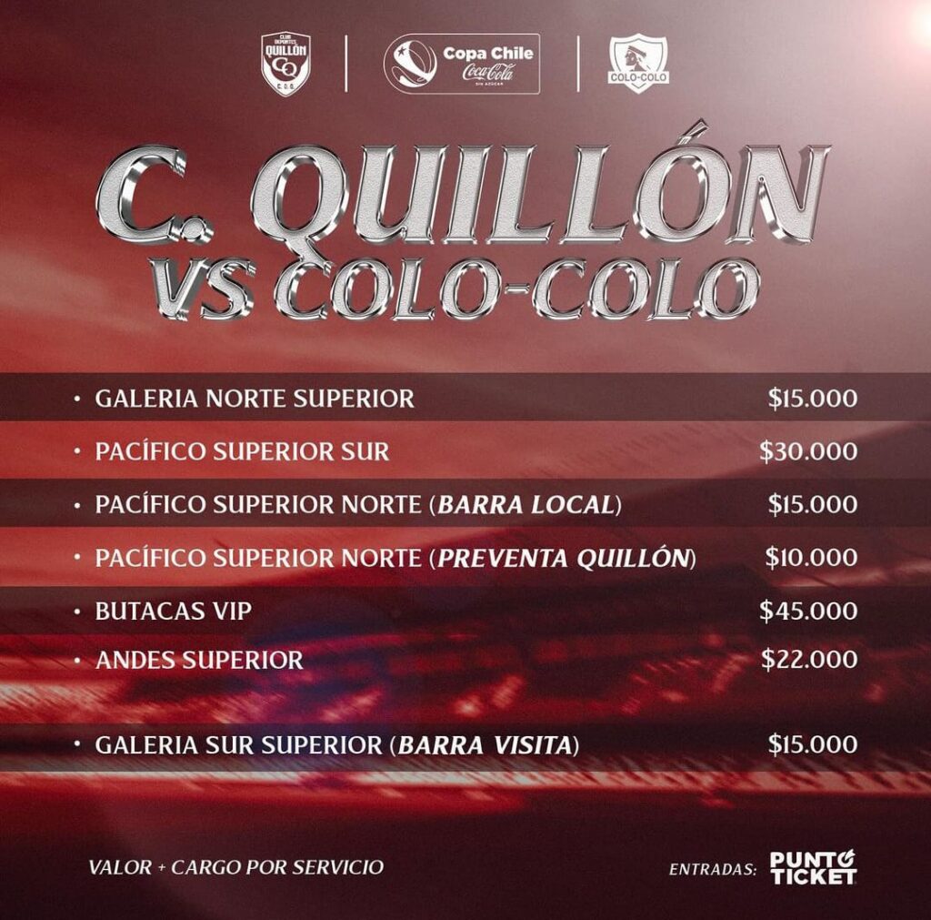 Venta de entradas Colegio Quillón vs Colo-Colo por Copa Chile