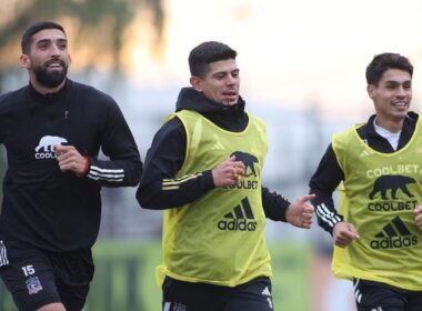 Emiliano Amor, Esteban Pavez, Erick Wiemberg en un entrenamiento de Colo-Colo