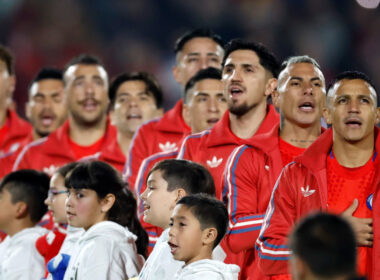 Jugadores de la Selección Chilena antes del partido amistoso frente a Paraguay