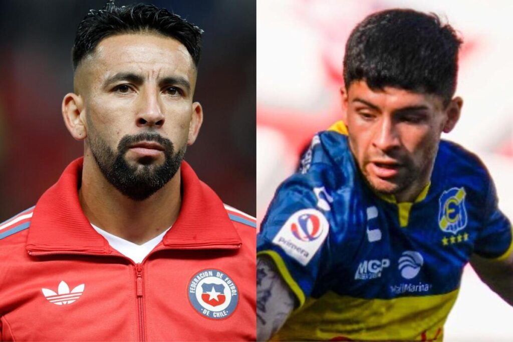 Primer plano de Mauricio Isla y Cristián Riquelme.