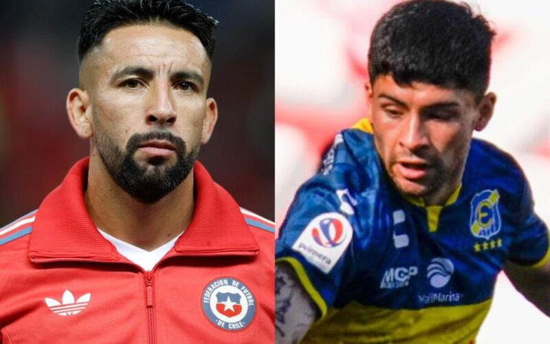 Primer plano de Mauricio Isla y Cristián Riquelme.