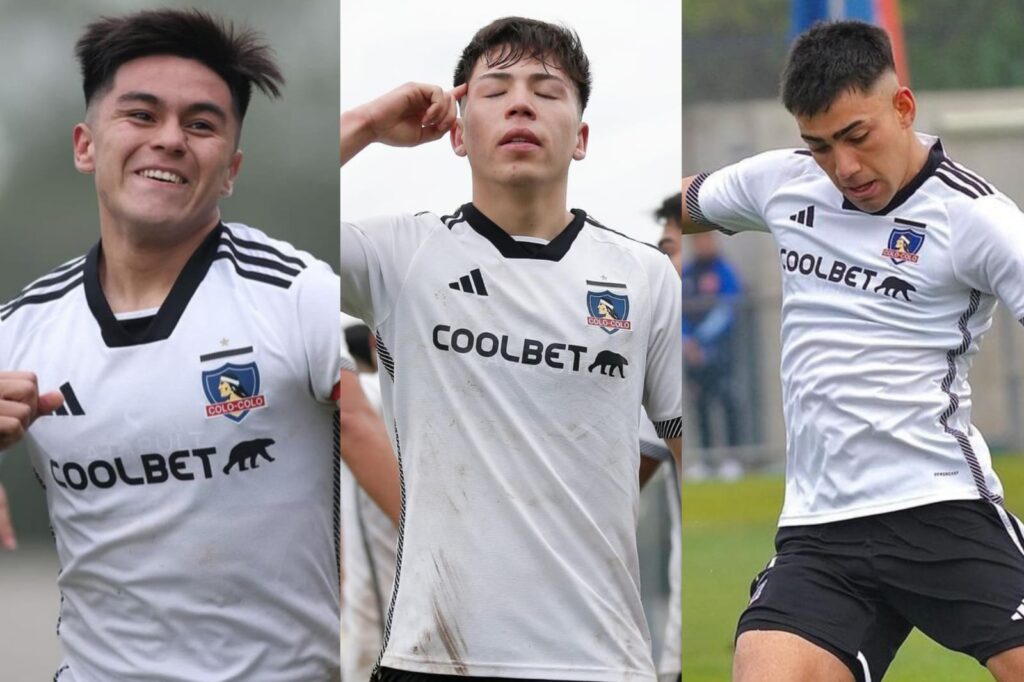 Bastián Silva, Leandro Hernández y Nicolás Suárez con indumentaria de Colo-Colo