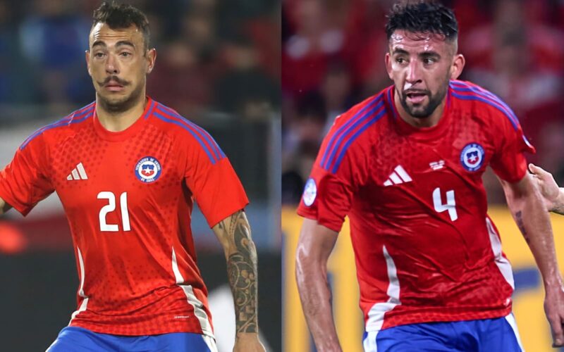 Matías Catalán y Mauricio Isla con camiseta de la Selección Chilena.