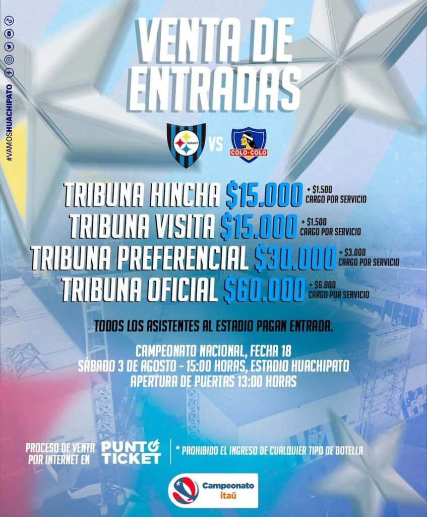 Venta de entradas Huachipato vs Colo-Colo.