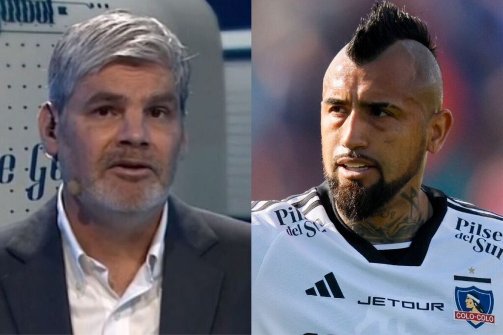 Primer plano de Juan Cristóbal Guarello y Arturo Vidal.