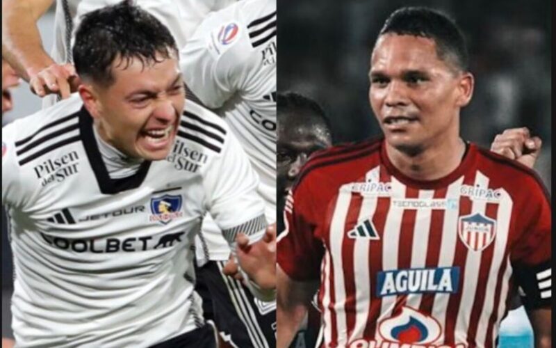 Primer plano de Cristián Zavala y Carlos Bacca con la camiseta de Colo-Colo y Junior, respectivamente.