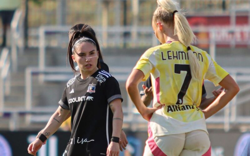 Javiera Grez y Alisha Lehmann durante el partido de Colo-Colo Femenino vs Juventus en The Women´s Cup.