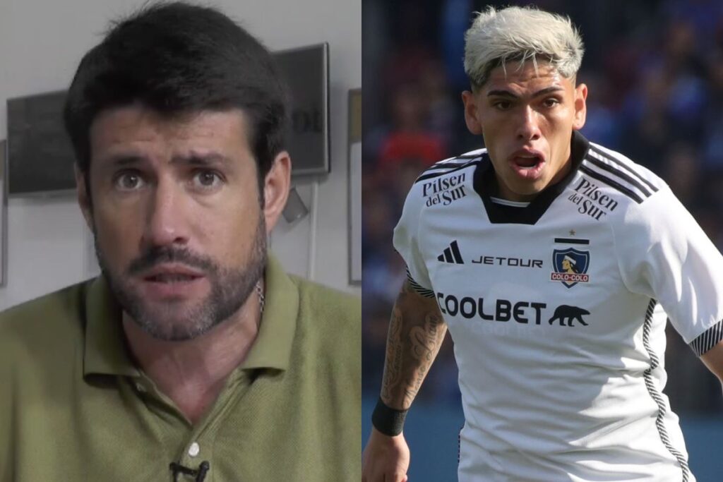 El periodista Francisco Eguiluz y el jugador de Colo-Colo, Carlos Palacios.