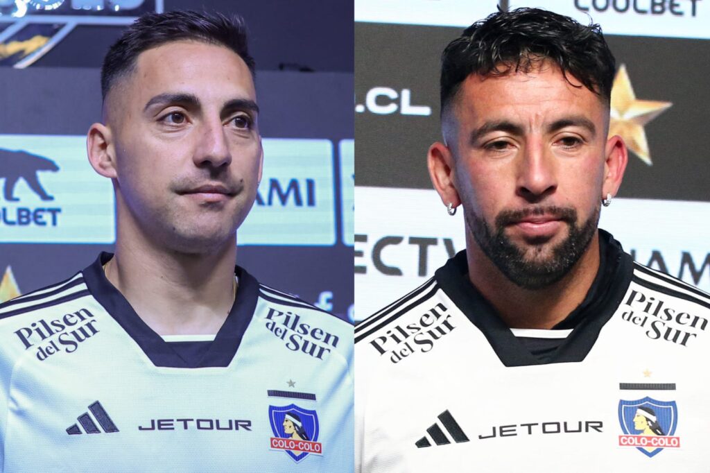 Javier Correa y Mauricio Isla en sus presentaciones como jugadores de Colo-Colo.