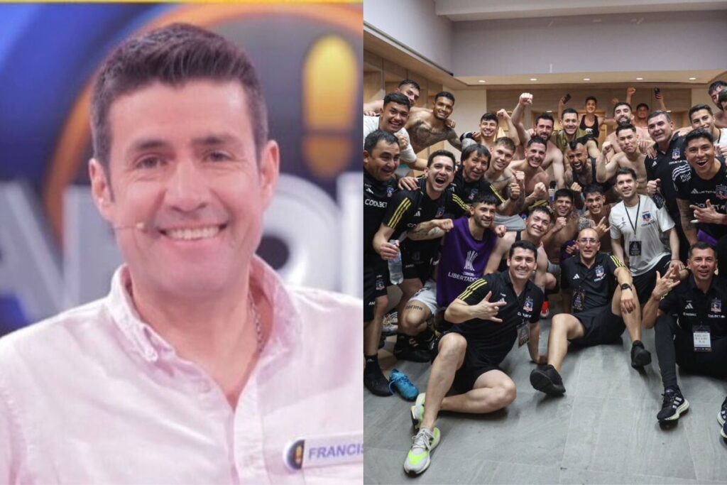 Primer plano de Francisco Eguiluz. Jugadores de COlo-Colo posando para una foto en el camarín.