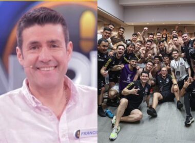 Primer plano de Francisco Eguiluz. Jugadores de COlo-Colo posando para una foto en el camarín.